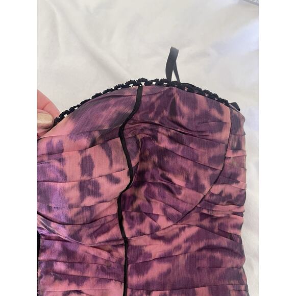 Y2K Bebe Corset Bustier Fairy Goth Cropped Lace Trim Top M - Picture 3 of 8